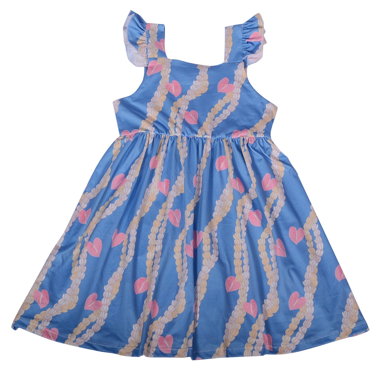 Cd-3-3 Wholesale Custom Girls Dress with Ruffle Petal Sleeve and Adjustable Shoulder Strap Back Bow Baby & Toddler Dress