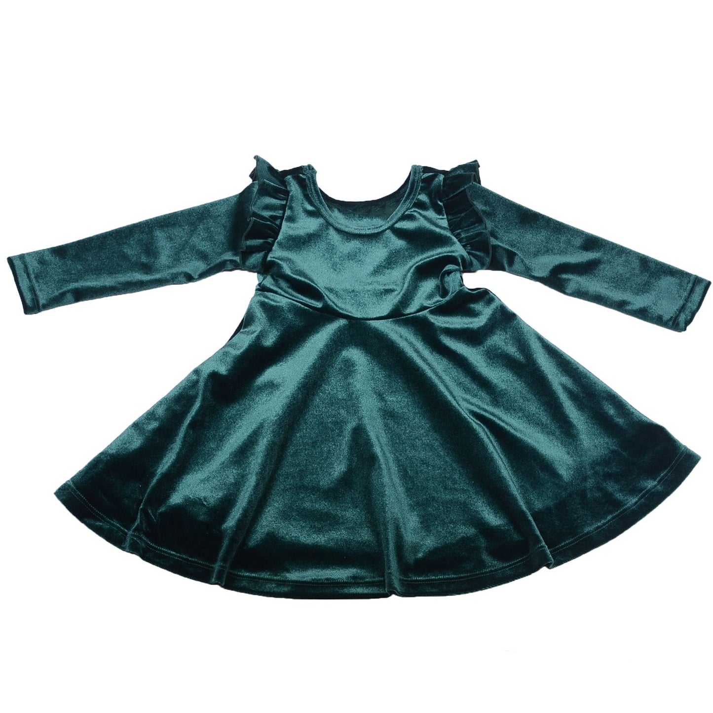 Wholesale ruffle overall girls velvet Dress Custom Pattern Fall Girl Dresses Baby Toddler Petal Sleeve Girl Twirl velvet Dress