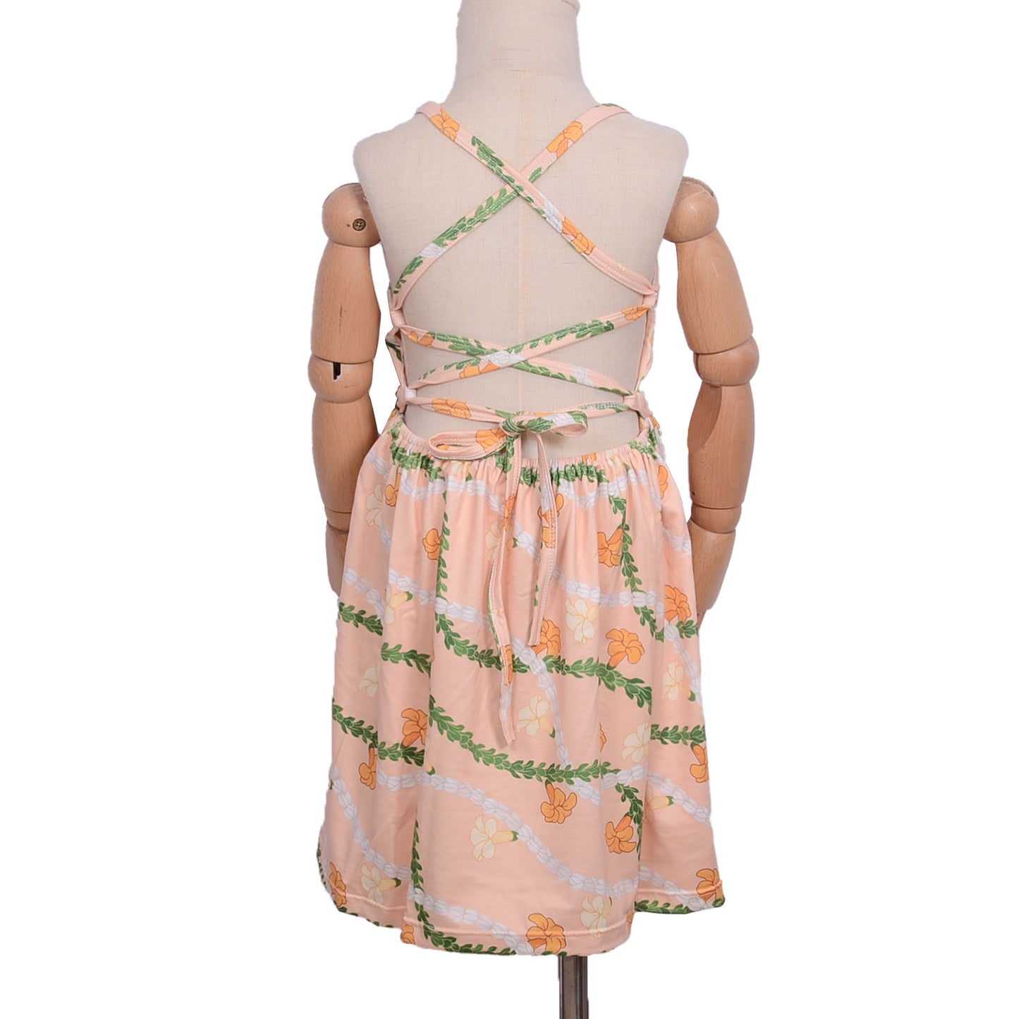 Cd-6-2 Customized Hawaiian Floral Printed Dress Spring Summer Cotton Twirl Print Skirt Adjustable Straps Halter Girls Dress