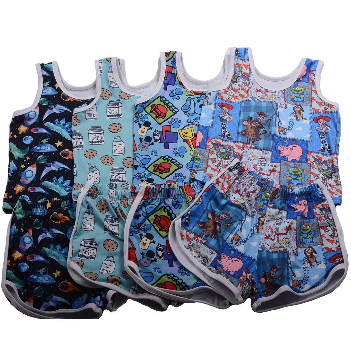 Vest strap suit Girls and boys suit Vest loose and shorts set