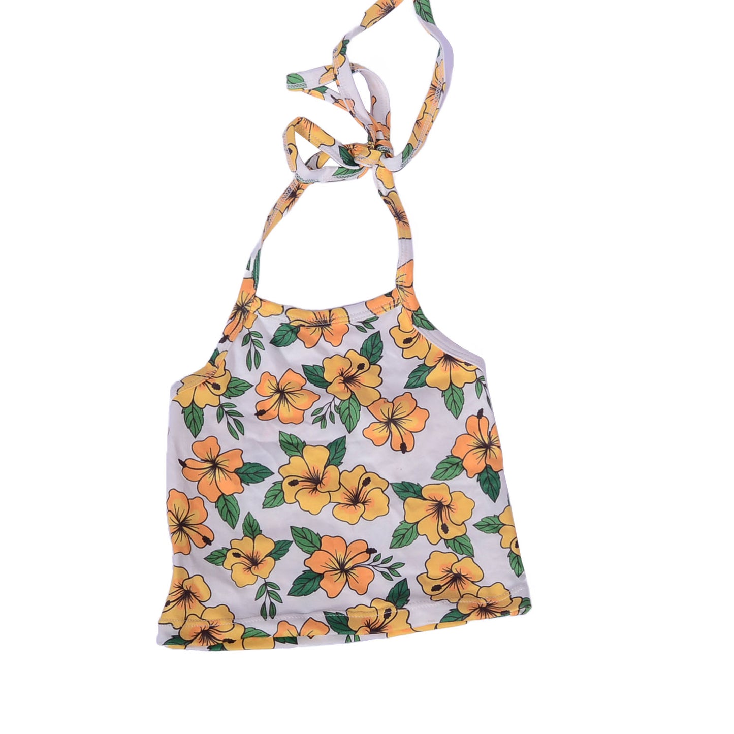 Da-3 Wholesale 230g Flower Sublimation Kids Halter Crop Top Strap Shirts Tie Bow Baby Girl Backless Halter Tops
