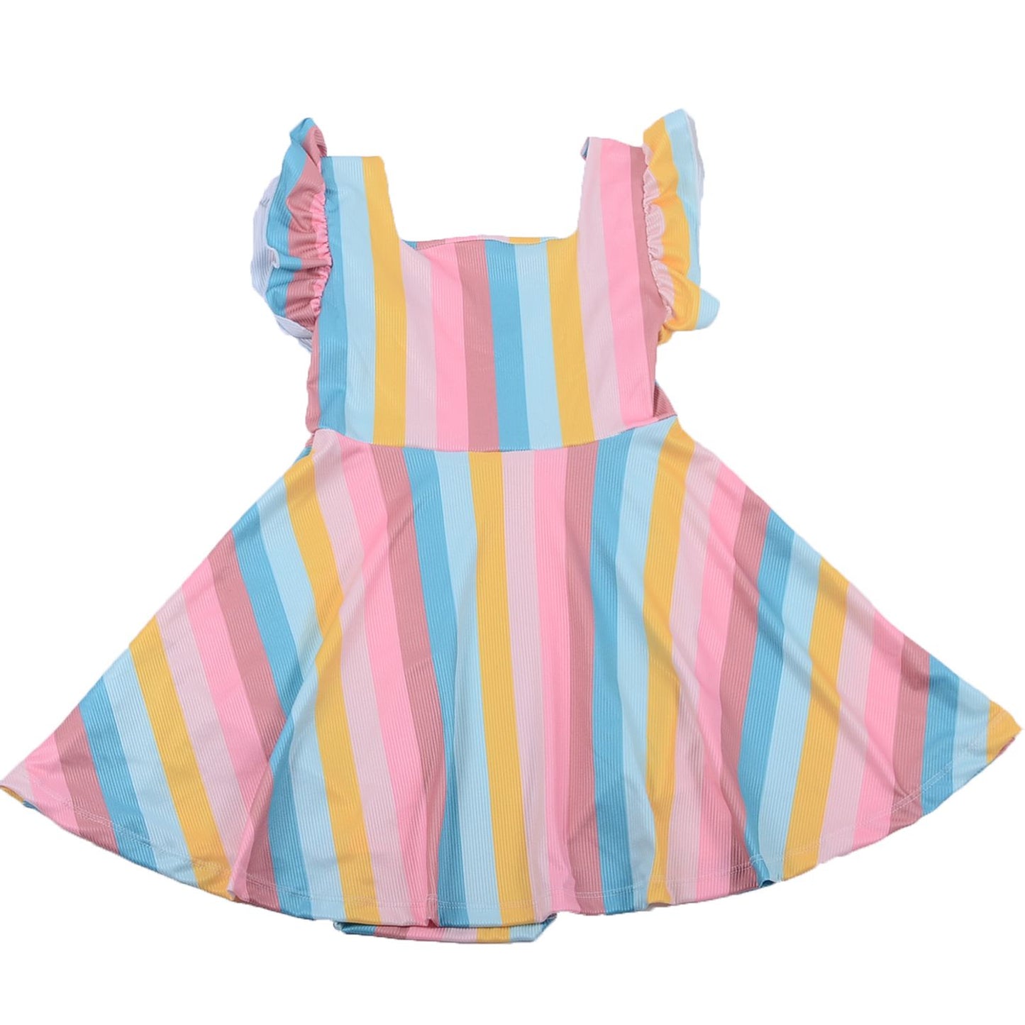 Wholesale ruffle overall girls Bow Dress Custom Pattern Fall Girl Dresses Baby Toddler Petal Sleeve Girl Twirl Dress