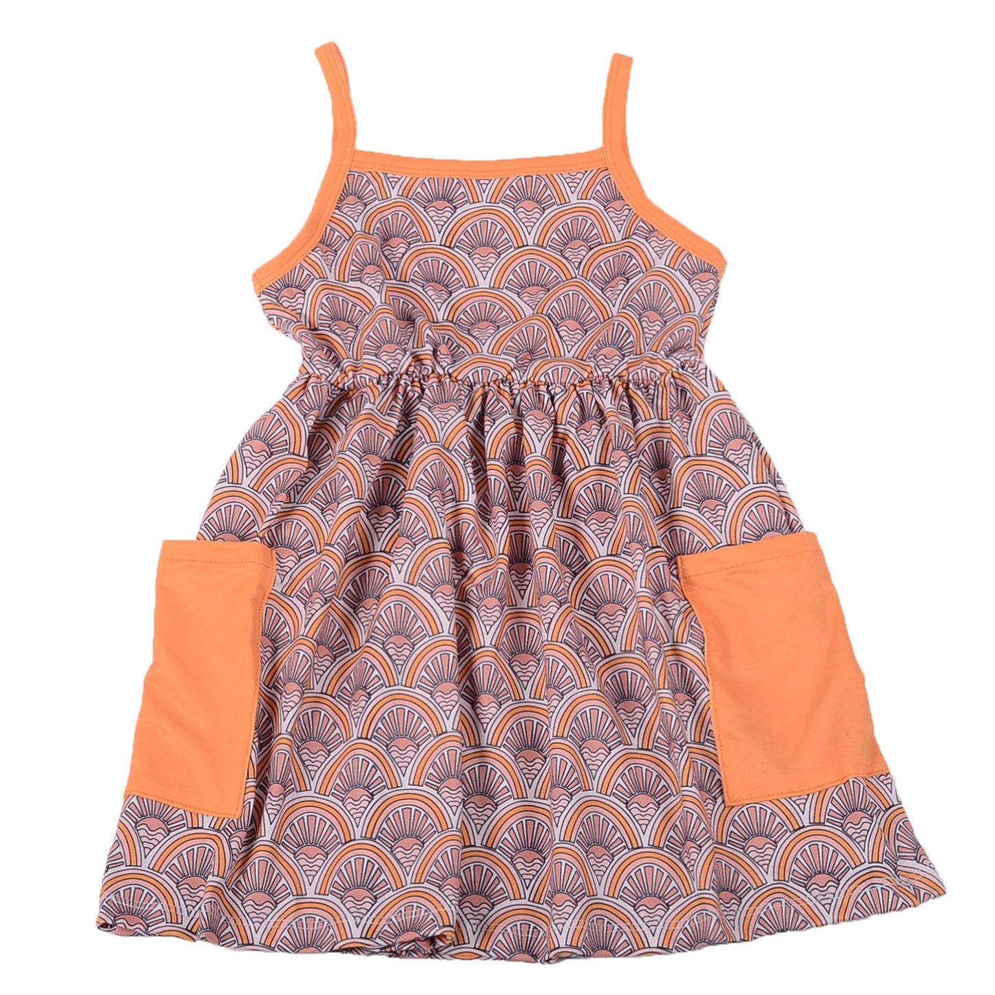 Wholesale ruffle girls Dress Custom Pattern Fall Girl Dresses Girl Sling Pocket Dress