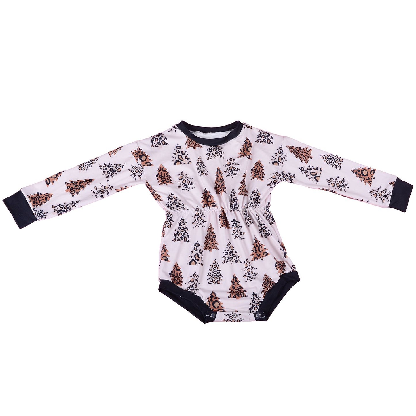 Wholesale Baby Leopard patterned Christmas tree Pattern Girls Leo Baby Girls snaps Romper
