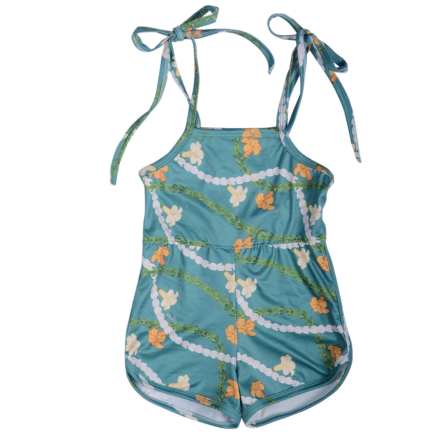 Ga-18 Adjustable Stock Sling for Toddler Girls Floral Printed and Solid Color Edging Bubble Romper