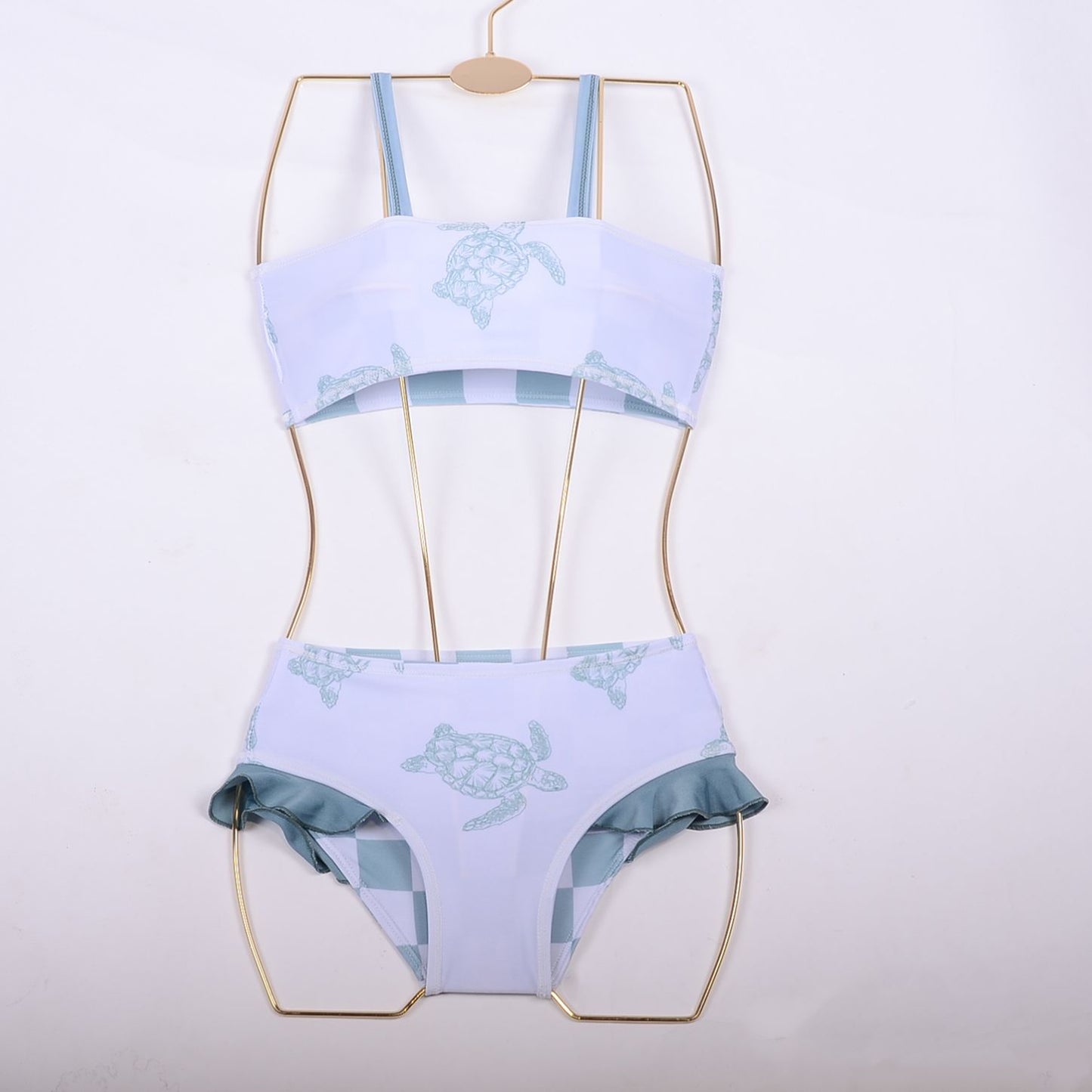 Wholesale New summer toddler kids baby girl Lace pleats Print swimming Baby swimsuit sets