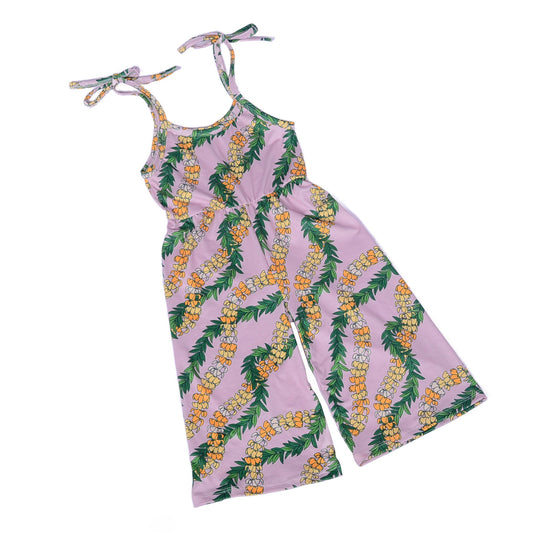 FD-2 Factory Custom Kids One Piece Jumpsuits Girl's Wrinkle Jumpsuit Baby Printed Strap Straps and Flared Pants Rompers