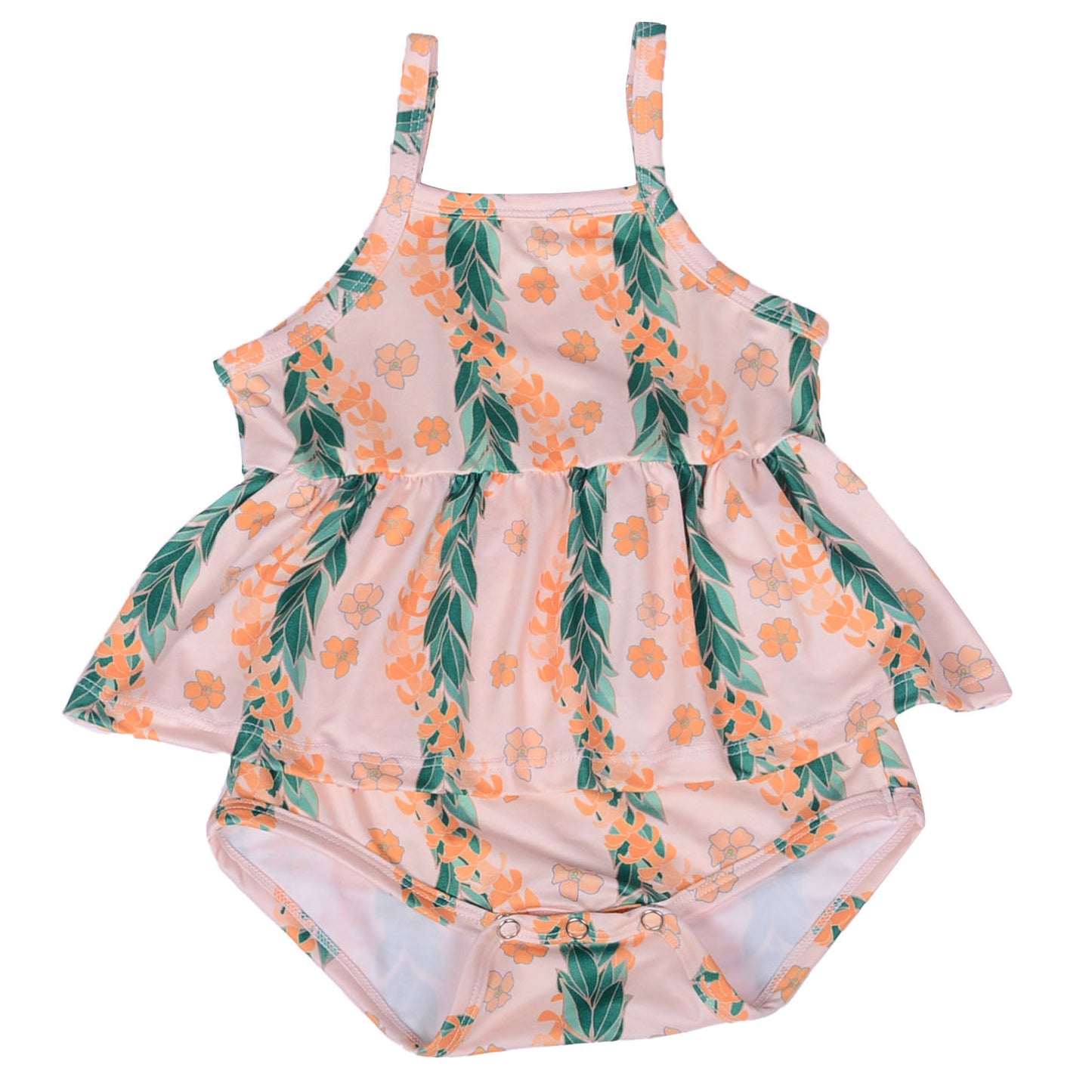 GA-12 OEM/ODM Summer Baby Romper Adjustable Straps Printed Leo Peplum with Rope Bubble RIB Cotton Knitted Toller for Girls