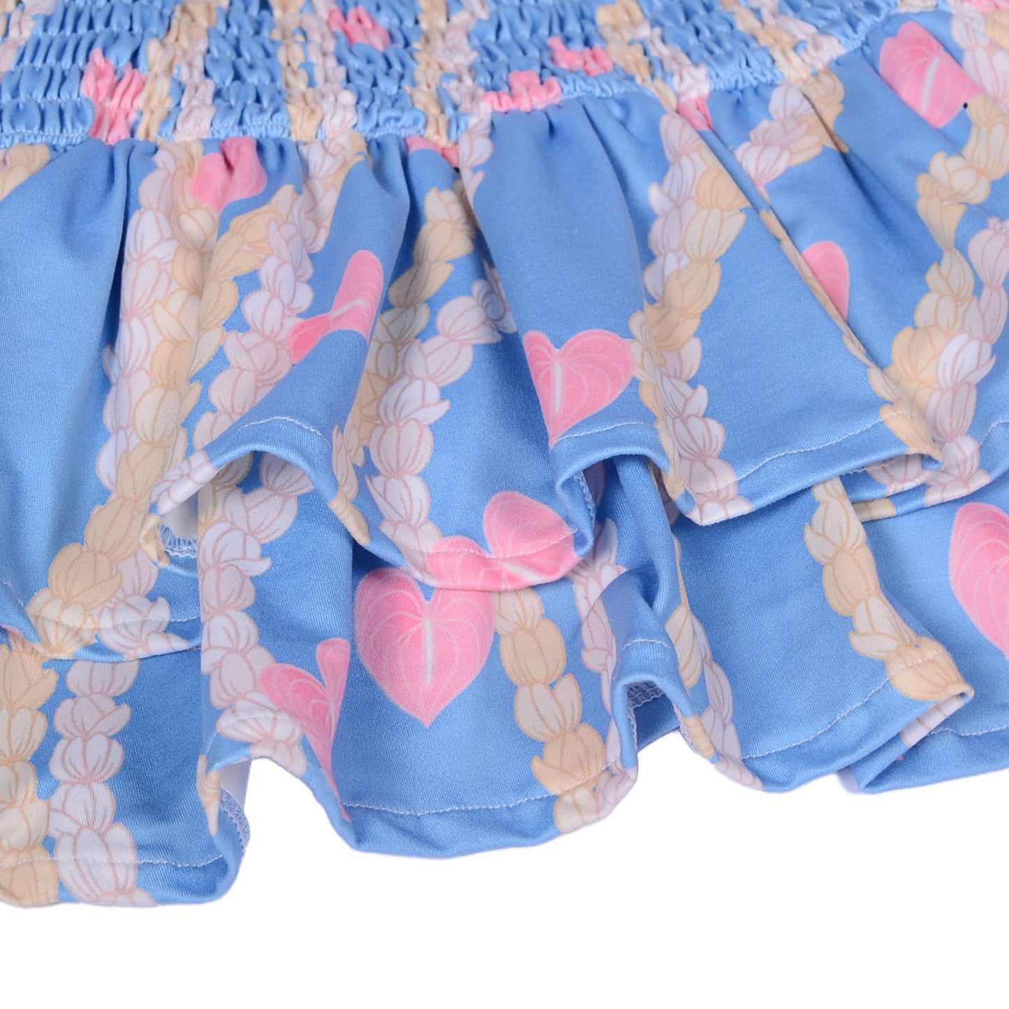Ga-15 Wrinkle Elastic Bust Leo Girls Printed Rope Adjustable Buckle Shoulder Strap Double Layered Skirt Little Girl Romper