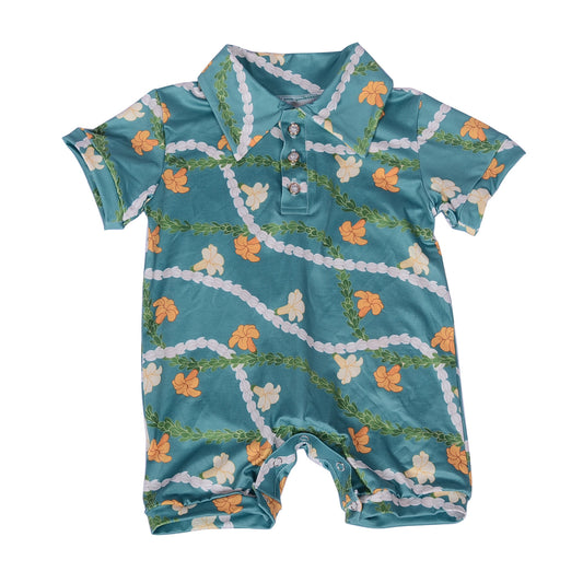 Gd-2-2 Factory Customization LOGO Short Sleeve Baby Rompers Girl Boys Neck Button Romper Printing Snaps Baby Boys Collard Onesie