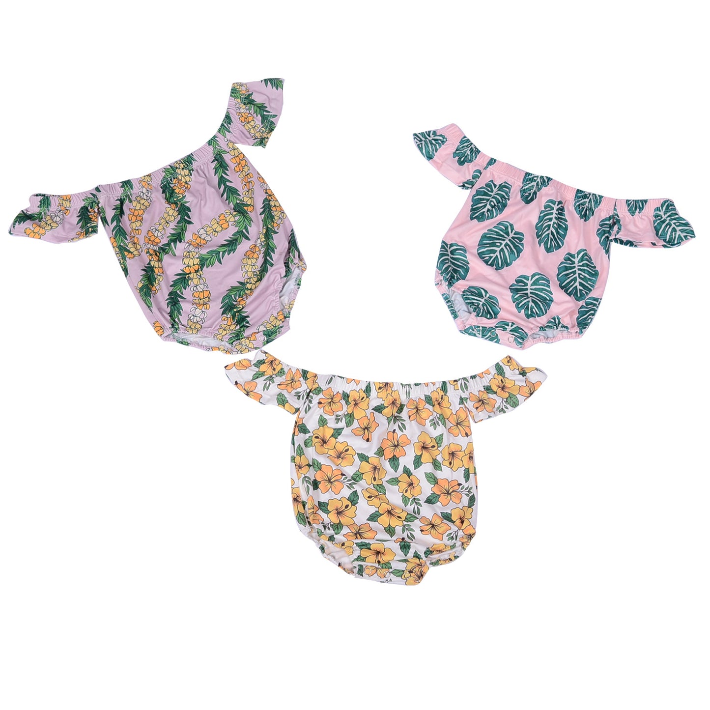 Ge2-2 Stock Baby Girls Cotton Leo Baby Tube Top One Shoulder Elastic Band Girls Romper Hawaii Printed Girls Romper