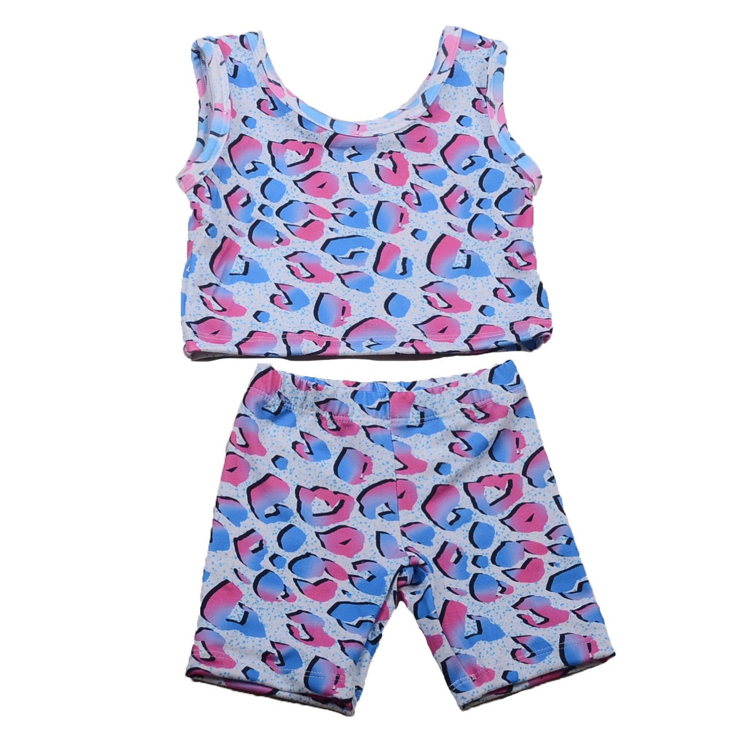 Customization Colorful leopard print Vest loose and Bicycle shorts set