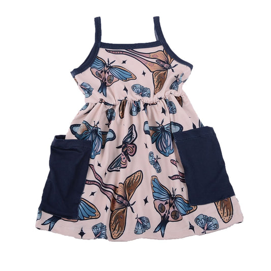 Custom butterfly Pattern Fall Girl Dresses Girl Sling Pocket Dress